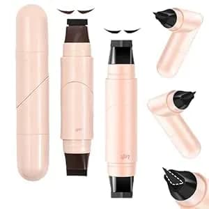 Winged Eyeliner Stamp,Dual End Rotatable Waterproof Liner Black - Quick Dry Smudge Proof Long Lasting Formula Rotatable Dual-End Cat Eye Stamp Pen One-Step Symmetrical Wing Makeup Beginners