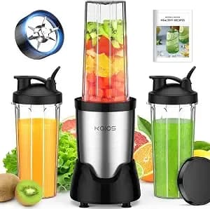 Koios Personal Blender For Smoothies With 3 X 22oz To-Go Cups, bl319b Black - 22000 Rpm Detachable Blade Countertop Blenders For Kitchen. Ideal For Baby Food, Protein Shakes, Ice Crushing & Fresh Juice