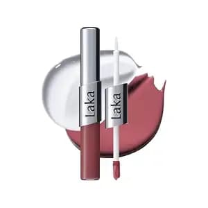 Laka Perfect Twin Lip - Dual-Ended Matte Liquid Lipstick & Clear Gloss - Transfer Proof Color - High Pigmented Lightweight Non-Sticky - Korean Makeup - #909 Guilty Mauve (Cool Mauve Rose), 0.31oz