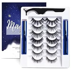 Magnetic Eyelashes And Eyeliner Kit, Reusable Magnetic Lashes 3d Natural Look With Eyeliner And Tweezers, Lightweight & Sweatproof False Eyelashes No Glue Needed