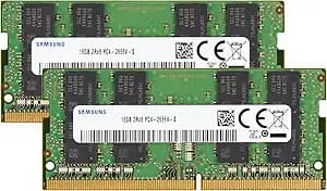 Samsung 32gb (2x16gb) ddr4 2666mhz pc4-21300 (pc4-2666v) cl19 Sodimm 2rx8 Dual Rank 1.2v 260-Pin Laptop, Notebook Ram Memory