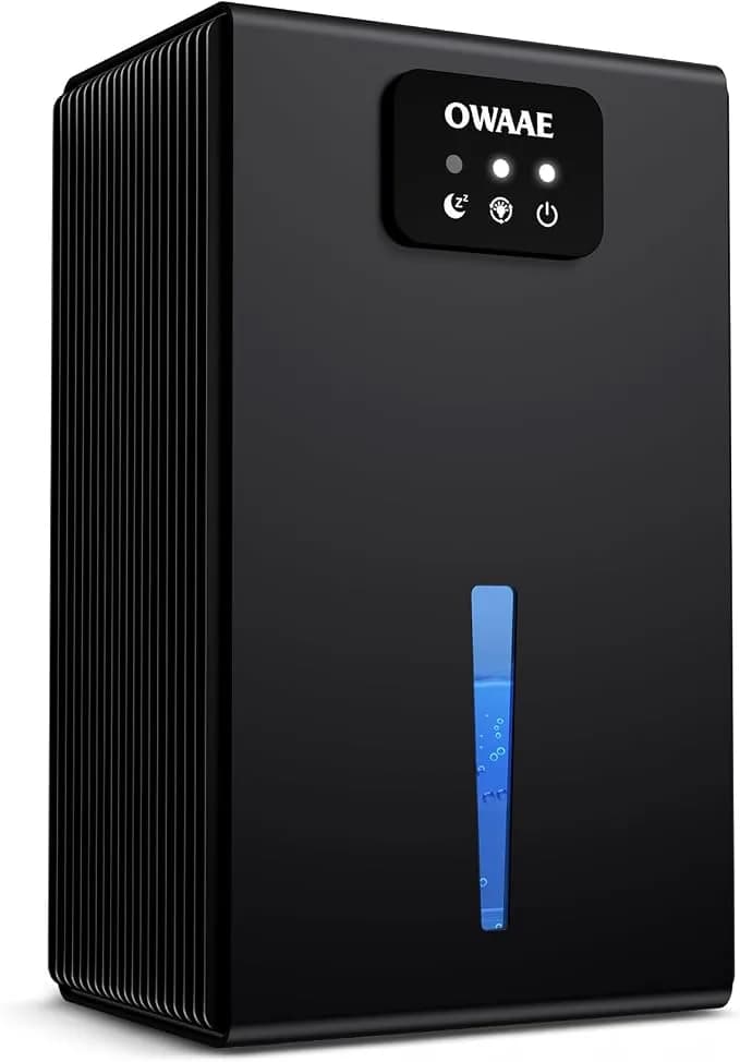 Dehumidifier For Home With Auto Shutoff Sleep Mode, 1000 Sq Ft - Quiet For Bedroom Basement Bathroom With Portable 95oz Water Tank, Auto Shutoff, 7-Color Led Light, Black