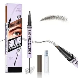Eyebrow Pen Microblading 2-In-1 Dual-Ended Eyebrow Pencil (04#Black Brown) - Tattoo Magical Waterproof And Long Wearing Brow Pencil For Women Makeup, 4 Tipped Spoolie Brush Precise Brow Pen