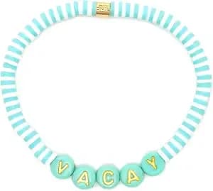 Pura Vida Bracelets Vacay Letter Beaded Stretch Bracelet For Women - One Size
