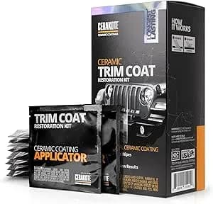 Cerakote® Ceramic Trim Coat Kit - Quick Plastic Trim Restorer - Ceramic Coating Guaranteed Restoration To Last Over 200 Washes – A Ceramic Coating, Not A Dressing - Restores Faded Black Plastic Trim, Ceramic Coating Rated For 200+ Washes, Not A Dressing
