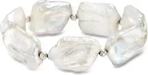 Ross-Simons 17-20mm Cultured Baroque Pearl Stretch Bracelet With Sterling Silver