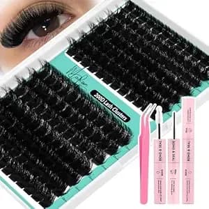 Lashes Clusters Kit, Thick 200d 10-18mm D Curl 0.07mm Soft Individual Cluster Lashes With Bond & Seal For Natural D Curly Cluster Eyelash Extensions For Beginners