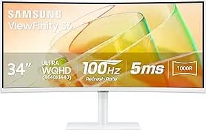 Samsung 34” Viewfinity (s65tc) Series Ultra-Wqhd 1000r Curved Computer Monitor, hdr10, 100hz, Amd Freesync, Thunderbolt 4, Height Adjustable Stand, Built-In Speakers, Eye Care, ls34c650tanxgo, 2024