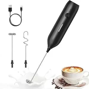 Bonsenkitchen Rechargeable Milk Frother Handheld, Charging Usb-C - Electric Foam Maker With Stainless Steel Whisk, Portable Hand Wand Drink Mixer For Coffee Matcha Lattes Cappuccino