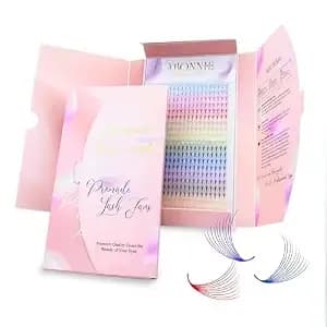Colored Lash Extensions 400 Pcs Mix Color Premade Fans Eyelash Extension 10d 16mm Promade Lash Fans C Curl Lash Extension Cashmere Lash Extension(10d 0.07-C 16mm)