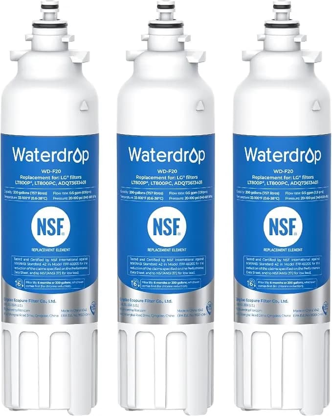 Waterdrop adq73613401 Water Filter Replacement For Lg® lt800p®, 3 Pack - Enhances Ph, Replacement For Lg® lt800p®, adq73613402, adq75795104, lsxs26326s, lmxc23746s, lsxs26366s, lsxs26386d