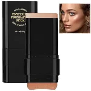 Foundation Stick, 2 In 1 Dual-Ended Long-Lasting Concealer Stick With Brush - Korean Concealer Stick Foundation, Full Coverage Korean Foundation, Tattoo Cover Up, Korean Makeup, Matte Finish(04wheat)