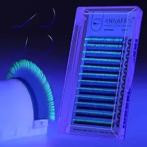 Colorful Individual Eyelash Uv Neon Colored Lashes Extension,Volume Lash Extension False Eyelashes Colored Faux Mink Lashes(Blue Green,0.07 Lu 8-15mm Mix)