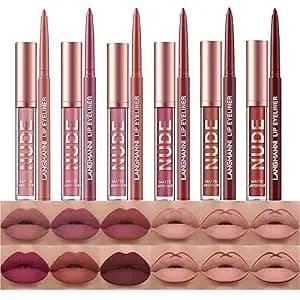 12pcs Matte Liquid Lipstick And Lip Liner Set, Lip Makeup Combo (Set A)
