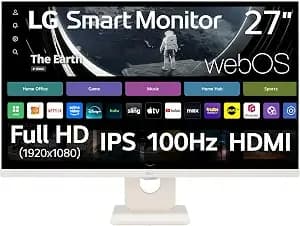 Lg 27u511sa-W 27-Inch Smart Full Hd (1920 X 1080) Ips Computer Monitor, 100hz, Built-In Speaker, Airplay, Bluetooth, Screen Share, Flicker Safe, Reader Mode, Remote Control, Hdmi, Tilt Stand, White