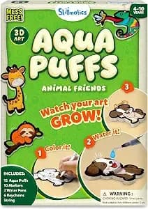 Skillmatics Aqua Puffs Animals, Art & Craft, Paint By Number, Gift For Kids - Diy Puffy Keychains, Screen-Free, Mess-Free Activity, Travel & Creative Kit For Girls & Boys Ages 4, 5, 6, 7, 8, 9, 10