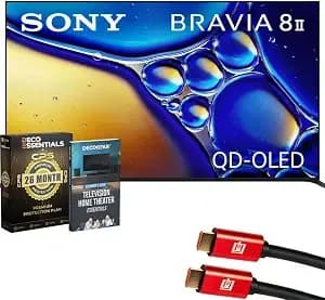 Sony Bravia 8 Ii 65 Inch Qd-Oled 4k Hdr Google Tv (2025) k65xr80m2 Bundle With Cps 26‑Month Protection Plan, Deco Gear 4k Hdmi Cable And Deco Gear Television Home Theater Essentials Beginner'S Guide