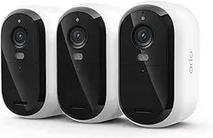 Security Cameras Wireless Outdoor - Arlo Essential Battery 2k (3rd Gen, Latest Version), Color Night Vision, Two-Way Audio, Home Security, Person/Package/Vehicle/Animal Detection, White - 3-Pack