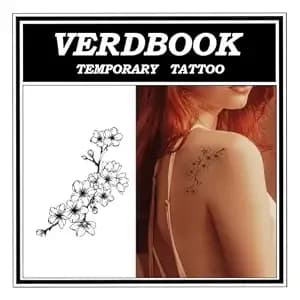 Waterproof Semi Permanent Plum Blossoms Tattoos Women, 2 Sheets - Realistic Plum Blossoms Temporary Tattoos Lasting 7-15 Days For Adults Pool Beach Festival Party Cosplay Halloween Vacation