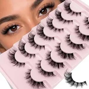 False Eyelashes Strips Lashes D Curl Fox Eye Lashes Wispy Natural Look - 16mm Cat Eye Lashes Clear Band Manga Lashes Fox Eye Fake Lashes 3d Fluffy Faux Mink Strip Lashes 7 Pairs Pack By Ninglash