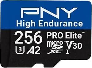 Pny 256gb Pro Elite High Endurance Microsdxc Flash Memory Card - c10 u3 v30 a2, Uhs-I, 4k Uhd, Up To 68.8k Recording Hours, Up To 100/90mb/S Read/Write, Surveillance Cameras, Home Security