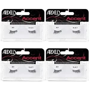 Ardell Accent Half Lashes 301 Wispy Cat Eye False Eyelashes Strips, 4 Pack - Natural Lift Fake Eyelash Extensions Blend Seamlessly, Outer Corner Lash Strip, Soft Volume, Natural-Synthetic Fiber