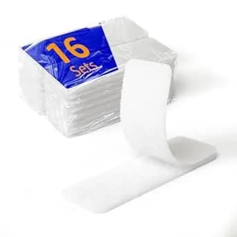16 Sets 1 X 3 Inch Adhesive Hook And Loop Tape Fastener Strips, Heavy Duty, Strong Back Adhesive, Double-Sided Hook And Loop For Fabric, School, Classroom, Office, Dorm, Home Use, White
