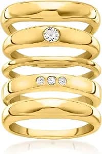 Ross-Simons 14kt Yellow Gold-Plated Jewelry Set: 5 Rings With .22 Ct. T.W. Czs