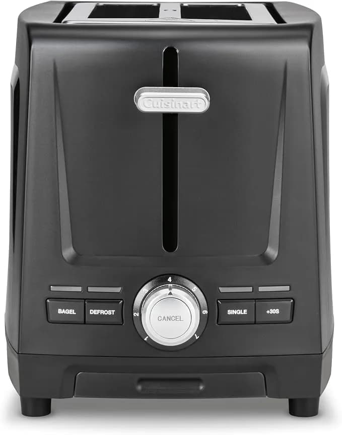 Cuisinart Core Collection 2-Slice Toaster - Extra-Long Slots For Artisan Bread, Bagel - High-Lift Quickview™ - Single Slice & Defrost Function - +30sec Toast Boost - Removable Crumb Tray, Black