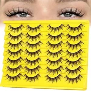 Veleasha Lashes Wispy False Eyelashes Manga Eyelash Anime Lash Strips - 14 Pairs Spiky Doll Eye Lashes Strips Wispy Fake Eyelash Asian Cosplay Crisscross Faux Mink Strip Lashes With Cotton Band