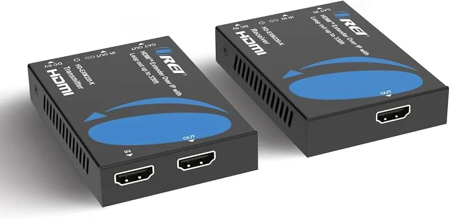Orei Hdmi Over Ethernet Extender Over cat5/cat6 Over Ip One To Many Option, With Ir Upto 330 Feet - Loop Out - 1080p Full Hd Signal Distribution (Hd-exm330-K)