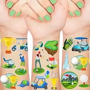 Serencatcher Golf Temporary Tattoos, 12 Sheet 120 Pcs Golf Party Favors Tattoos For Kids Sports Theme Hole In One Birthday Party Supplies Golf Club Sports Team Classroom School Prizes Rewards