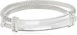 Nine West Women'S Crystal Bar Stretch Bracelet Silver Tone