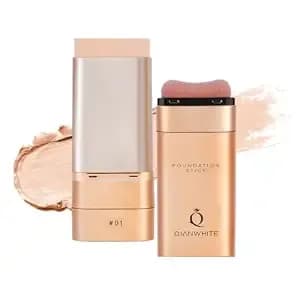 Foundation Stick Korean Makeup - Foundation For Mature Skin Tint - Buildable Light To Full Coverage Foundation Make Up Concealer, Dual-Ended With Brush - Natural Dewy Finish (Ivory)