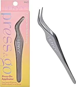 I-Envy Press&Go Lash Applicator Tool, Nonstick Cluster Eyelash Tweezers For Quick & Easy False Lash Application, Lightweight Curved Angled Tip & Comfort Grip For Precise Diy Extension