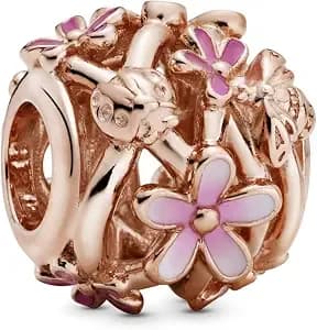 Pandora Openwork Pink Daisy Flower Charm Bracelet Charm Moments Bracelets - Stunning Women'S Jewelry - Gift For Women In Your Life - Made Rose & Enamel