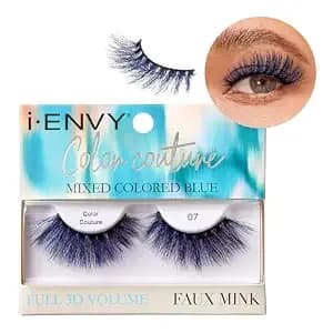 Ienvy False Eyelashes Faux Mink Color Couture Mixed Colored Lashes Maximum Fluffiness And Volume Fake Eyelashes (Mixed Blue)