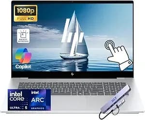 Hp Omnibook, 17.3" Fhd Touch Screen Business Laptop Computer, 8-Core Intel Core Ultra 5 226v, Windows 11 Home, Backlit Keyboard, Numeric Keypad, Docking Station, Glacier Silver (16gb Ram - 1tb Ssd)