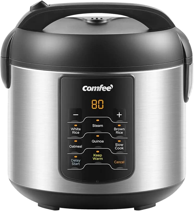 Comfee' Rice Cooker With 6 Functions, 4-Cups Uncooked Rice - Multi Cooker, Slow Cook, Steam, Saute, Warm, 6 One-Touch Programs For Brown Rice, Quinoa And Oatmeal