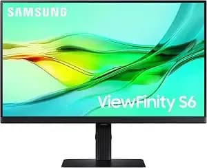 Samsung 24" Viewfinity s6 (s60ud) Series Qhd High Resolution Computer Monitor, 100hz, hdr10, Usb-C, Built-In Lan Port, Daisy Chain Support, Easy Setup, Height Adjustable Stand, ls24d606uanxza, 2024