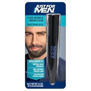 Just For Men 1-Day Beard & Brow Color, Temporary Color, Darkest Brown/Black - 1-Day Beard & Brow Color Darkest Brown/Black Temporarily Covers Gray, Fills-In Patchy Areas For Well-Defined, Thicker Look.