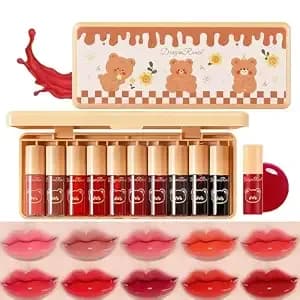 Eakroo 10 Colors Lip Gloss Set, Lip Stain Long Lasting Waterproof, Lip Tint Stain, Korean Lip Tint, Lip Gloss For Women, Lip Gloss Set, Lip Oil Stain, Cute Stuff, Non-Stick Cup, Vivid Color