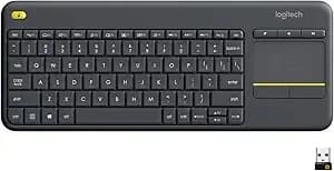 Logitech k400 Plus Wireless Touch Tv Keyboard With Easy Media Control And Built-In Touchpad, Htpc Keyboard For Pc-Connected Tv, Windows, Android, Chromeos, Laptop, Tablet - Black