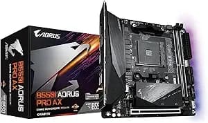 Gigabyte b550i Aorus Pro Ax Amd am4 Itx Motherboard, Supports Ryzen 5000/4000/3000 Series, ddr4, 6+2 Power Phase, 2x M.2, Pcie 4.0, Usb-C, Wifi 6, 2.5 Gbe Lan, Q-Flash Plus, Wifi Ez-Plug, Rgb Fusion