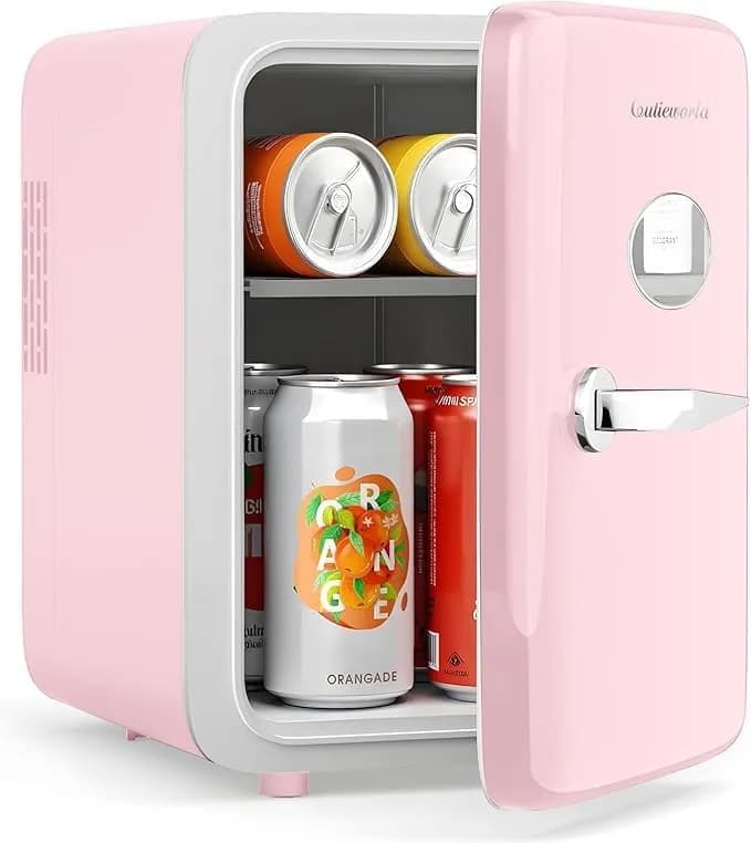 Cutieworld Skincare Fridge - 4l Makeup Fridge For Refrigerating Makeup, Skincare And Food, Mini Fridge For Bedroom, Office And Car, Cooler And Warmer, Beverage Cooler, Leather Pink