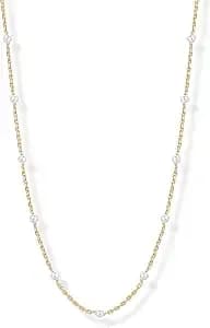Pavoi 14k-18k Gold Plated Dainty Pearl Necklaces For Women, Beaded Choker - Station, Beaded, Paperclip Chain & Pearl Necklace Bridal Jewelry