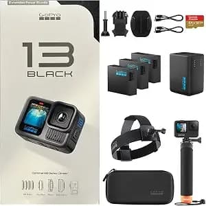 Gopro hero13 Black Camera With 3 Enduro Batteries - Waterproof 5.3k60 Action Camera With Dual-Battery Charger & Sandisk 64gb Extreme Sd Card - Head Strap 2.0 And Handler Floating Handgrip, Bundle Kit