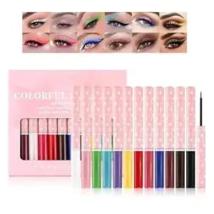 12 Colors Matte Liquid Waterproof Eyeliner Set, Colorful Pigmented Eyeliner Pencil Makeup For Bold & Stunning Looks For Mature Women