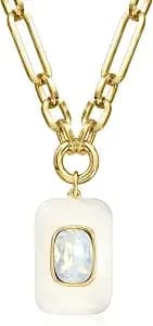 Ross-Simons 14kt Yellow Gold-Plated Necklace With Simulated Opal And White Enamel. 18 Inches