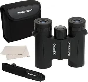 Celestron Outland X 10x25 Compact Binoculars For Hiking & Travel - Pocket-Sized Performance Binocular, 10x Magnification, Rubber-Armored Body, Waterproof, Bak-4 Prisms, Multi-Coated Optics